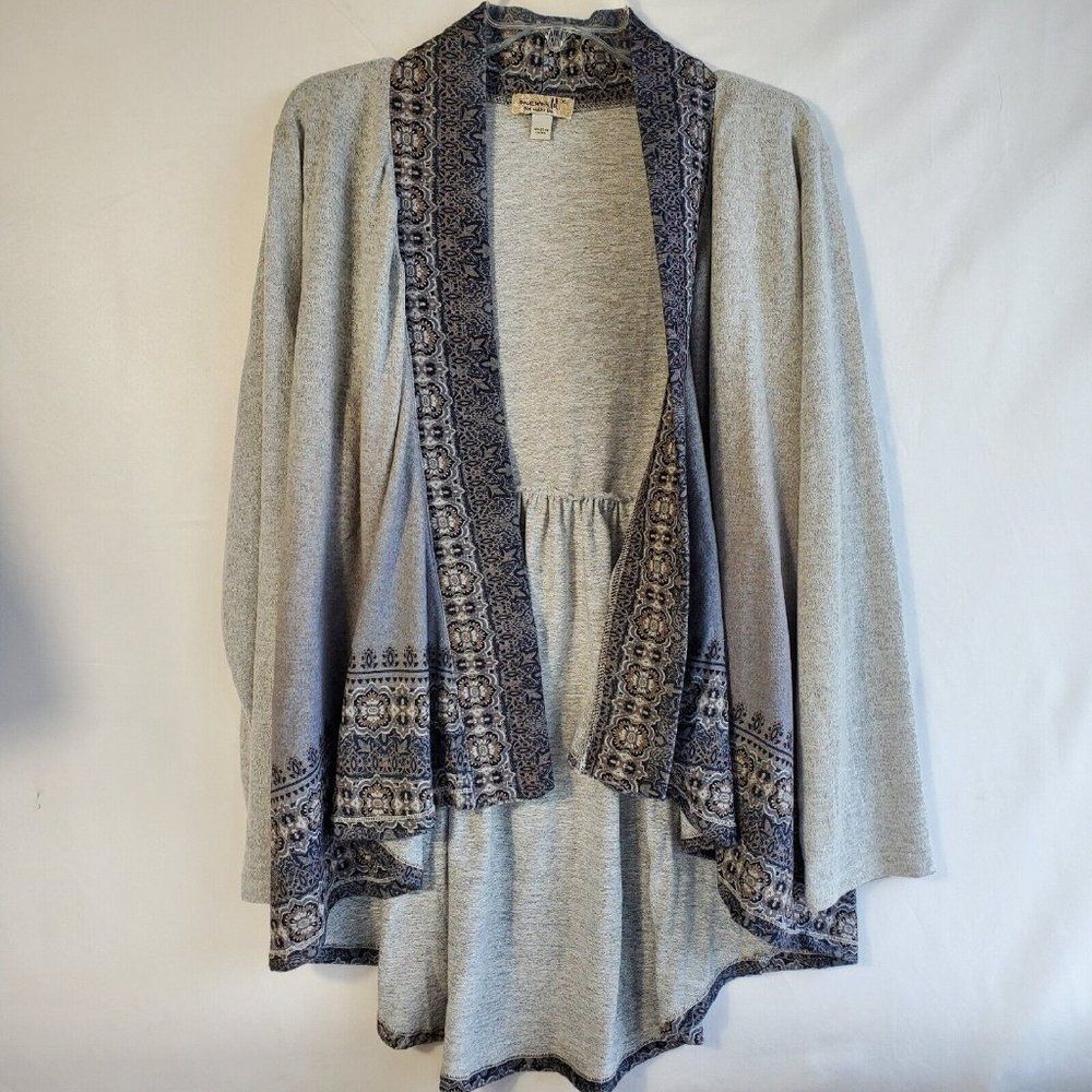 One World Sweater Womens Cardigan Open High Low Ombre Fade Print Edge XL